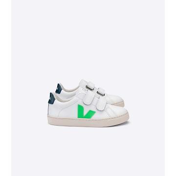 Veja ESPLAR LEATHER Joggesko Barn White/Green | NO 816EBC